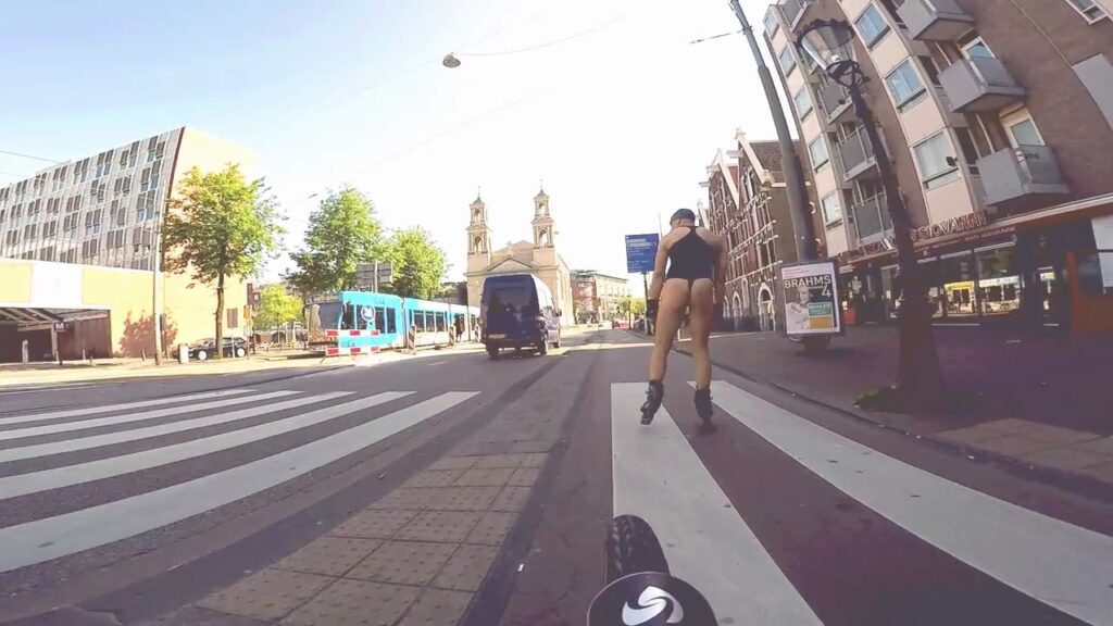 Amsterdam. G-string Billy. Half naked through the city. Roller skating in his bare butt. 5-6-2016.
