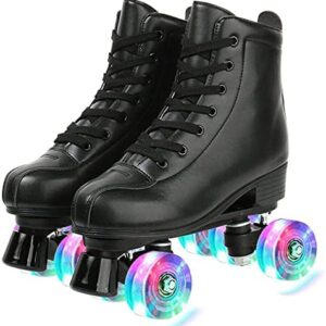 XUDREZ Roller Skates, Double-Row Roller Skates for Unisex, Roller Skates PU Leather High-top Roller Skates Four-Wheel Roller Skates Shiny Roller Skates