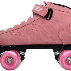 Bont Skates - Prostar Bubblegum Pink Suede Professional Roller Skates with Glow Light Up Led Luminous Wheels - Indoor and Outdoor - Roller Skate - Rollerskates