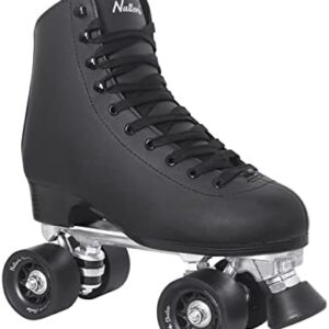 Nattork Roller Skates for Women, PU Leather High-top Quad Skates for Beginner, Indoor Outdoor 4 Wheels Double-Row Skates for Adults