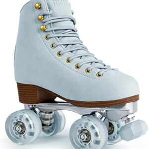 Tuosamtin Roller Skates for Women or Men with Height Adjustable Rubber Stoppers Retro Suede Quad Roller Skates for Outdoor and Indoor