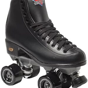 Sure Grip Fame Men & Women Premium Roller Skates Black Leatherette | Stylish Skates for Indoors - Double Structure, Stronger Grip, Extra Long Laces - Suitable for Beginners