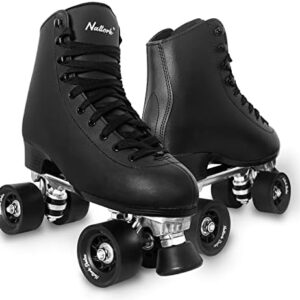 Roller Skates for Women with PU Leather High-top Double Row Rollerskates, Unisex-Adult Indoor Outdoor Derby Skate with Adjustable Fast Braking for Beginner
