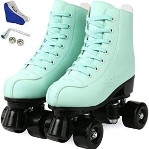 Roller Skates for Women, Outdoor High Top Leather Street Women Skates, Adjustable Indoor Double Row Skates for Beginner Adults Men Girls Unisex with Carry Bag