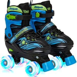 XinoSports Kids Adjustable Roller Skates for Girls & Boys with Light Up Wheels (Ages 5-20) – Roller Skates with Illuminating Wheels…
