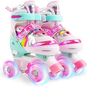 Ceestyle Roller Skates for Girls Boys and Kids, Adjustable Toddler Roller Skates with Light up Wheels,Full Protection for Children's Indoor and Outdoor Play