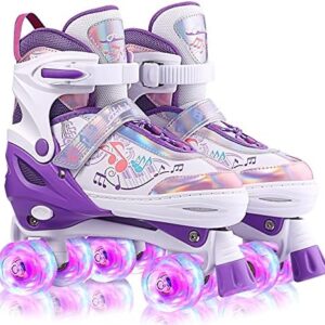 Hikole Roller Skates for Girls and Boys,4 Size Adjustable Kids Roller Skates with 8 Light Up Wheels,Toddler Skates for Outdoor & Indoor