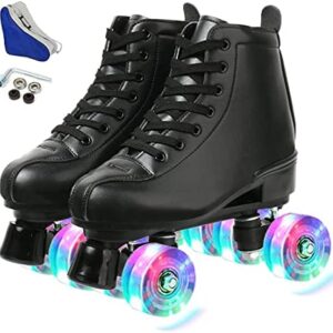 Magnitt Women's Roller Skates,Double Row Skates Adjustable Leather High-top Roller Skates Perfect Indoor Outdoor Adult Roller Skates with Bag