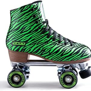 ECOO Roller Skate for Women and Girls, 2 Layer Microfiber PU Leather Classic Double Row Quad Skates, Professional High Cuff Outdoor Indoor Rollerskates