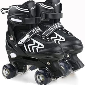 Kids Roller Skates for Boys and Girls, Women and Men, 4 Size Adjustable Adult Kids Roller Skates Outdoor Indoor, Patines para Niñas Niños with Light up Wheels …