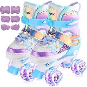 Kids Roller Skates Adjustable Roller Skates with Light Up Wheels for Kids, Beginner, Girls, Boys Outdoor Roller Skating for Toddlers, Skating Shoes for Ages 3-12