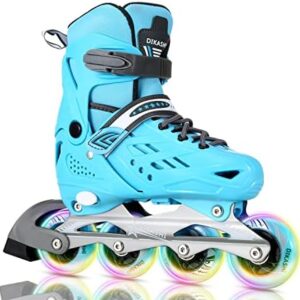 Suitable for Children and Teenagers, 4 Sizes of Adjustable Roller Skates and Bright Wheels, Suitable for Beginners' Indoor and Outdoor Roller Skates (Blue)