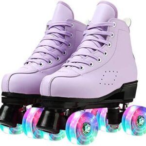 XUDREZ Leather Roller Skates Unisex High-Top Shoes Design Double-Row,Classic Premium Roller Skates for Women and Men