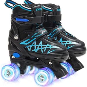 SHDSL Boys Roller Skates for Kids 4 Size Adjustable Roller Skates, All Light UP Wheels for Boys Roller Skates Shine,Fun Illuminating for Boys Girls, Roller Skates for Kids Beginners patines para niñas
