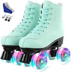 Hurber Women Roller Skates High-Top Double-Row PU Leather Roller Skates for Women