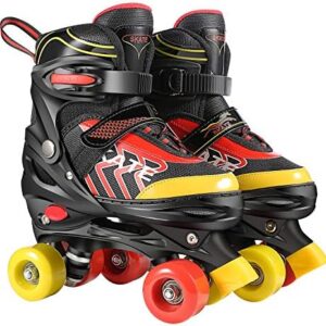 Hikole Roller Skates for Kids, Adjustable Size PVC Wheel Triple Lock Mesh Breathable Roller Skates for Beginners Children Boys and Girls