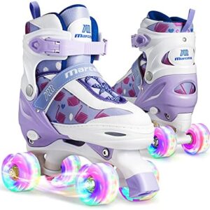 MARCENT Adjustable Roller Skates for Girls and Boys, Light up Roller Skates for Kids Beginners Teens, Ideal Gift for Kids