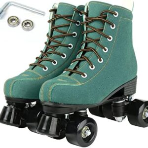 Roller Skates for Women and Men, Double-Row Roller Skates with Light Up Wheels for Outdoor and Indoor, High Top Four-Wheel Roller Skates Shine for Beginner