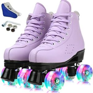 Women's Roller Skates Indoor Outdoor Youth Skating Stylish Double Row High Top Speed Skates with Shoe Bag Light up Wheels