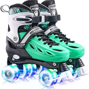 METROLLER Roller Skates for Girls and Boys Teens, Adjustable 4 Sizes for Kids Toddler Rollerskates with Light up Wheels, for Youth Women and Men