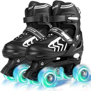 SZHZS Kids Roller Skates for Boys Girls Child Beginners, Adjustable Roller Skates for Youth and Adult 4 Sizes with All Light up Wheels for Outdoor Indoor Sports