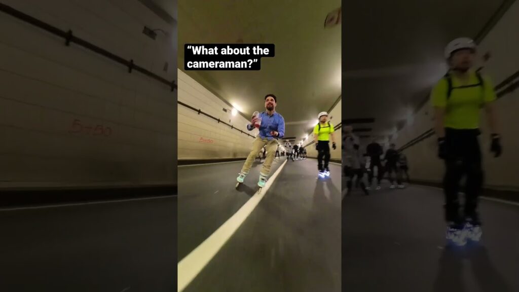 On follow cam duty, through a tunnel in NYC #skate #nyc