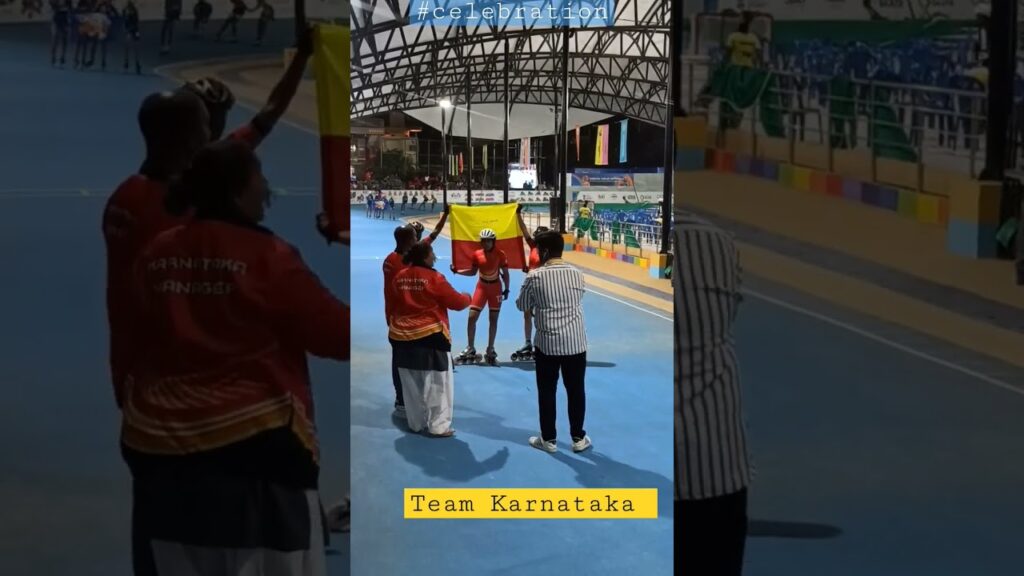 National Level roller skating junior girls relay final winner Karnataka Celebration. #skating
