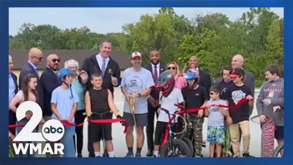 Baltimore County officials cut the ribbon on the new Hazelwood Skate Park