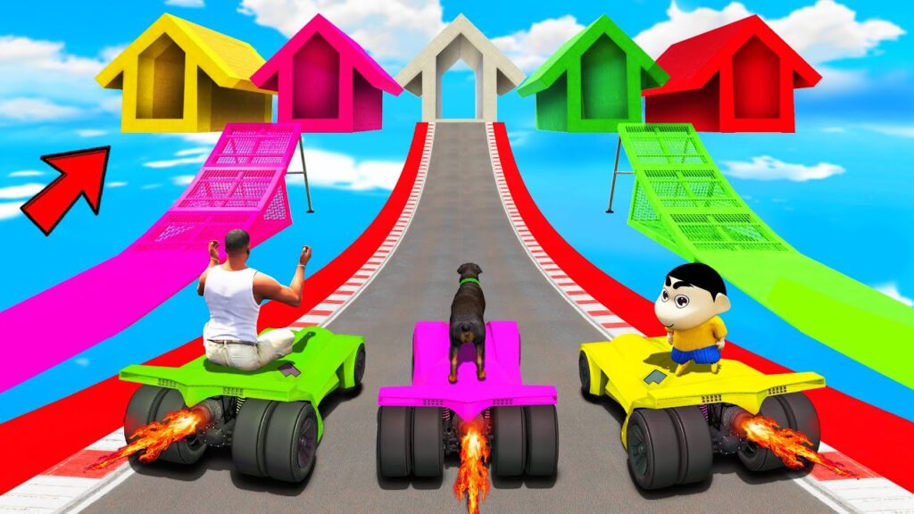 SHINCHAN AND FRANKLIN TRIED THE IMPOSSIBLE MULTIPLE HOUSES PARKOUR CHALLENGE GTA 5