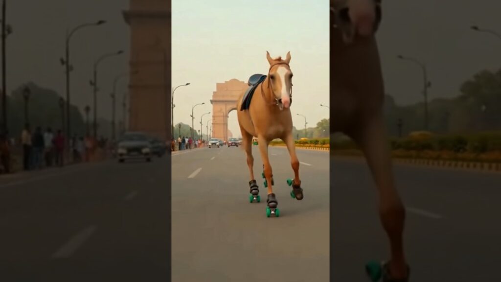 “Horse on Skates at India Gate! 🤯🐴🛼 | Unbelievable Moment!” #shorts