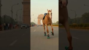 “Horse on Skates at India Gate! 🤯🐴🛼 | Unbelievable Moment!” #shorts