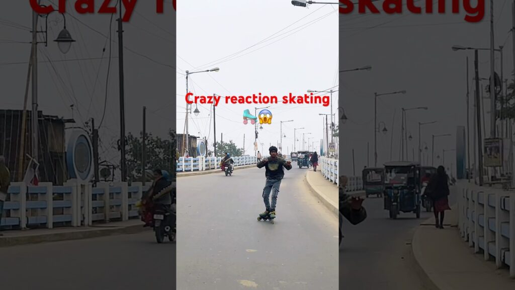 crazy reaction skating on road 🛼😱 #inlineskating #rollerskating #crazyreaction #viralshorts